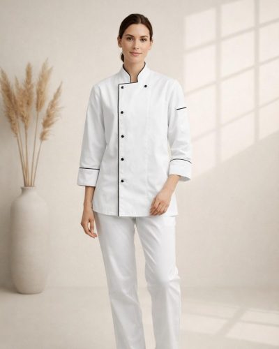 Alternative view of Aşçı Ceketi Siyah Çizgili – Modern Şef Kıyafeti Erkek/Bayan Uniforma – OSAKA MODEL