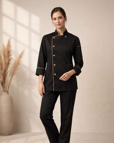 Alternative view of Aşçı Ceketi Gold Çizgili – Modern Şef Kıyafeti Erkek/Bayan Uniforma – OSAKA MODEL