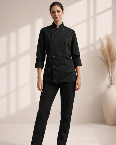 Alternative view of Aşçı Ceketi Siyah – Modern Şef Kıyafeti Erkek/Bayan Uniforma – VENTO MODEL