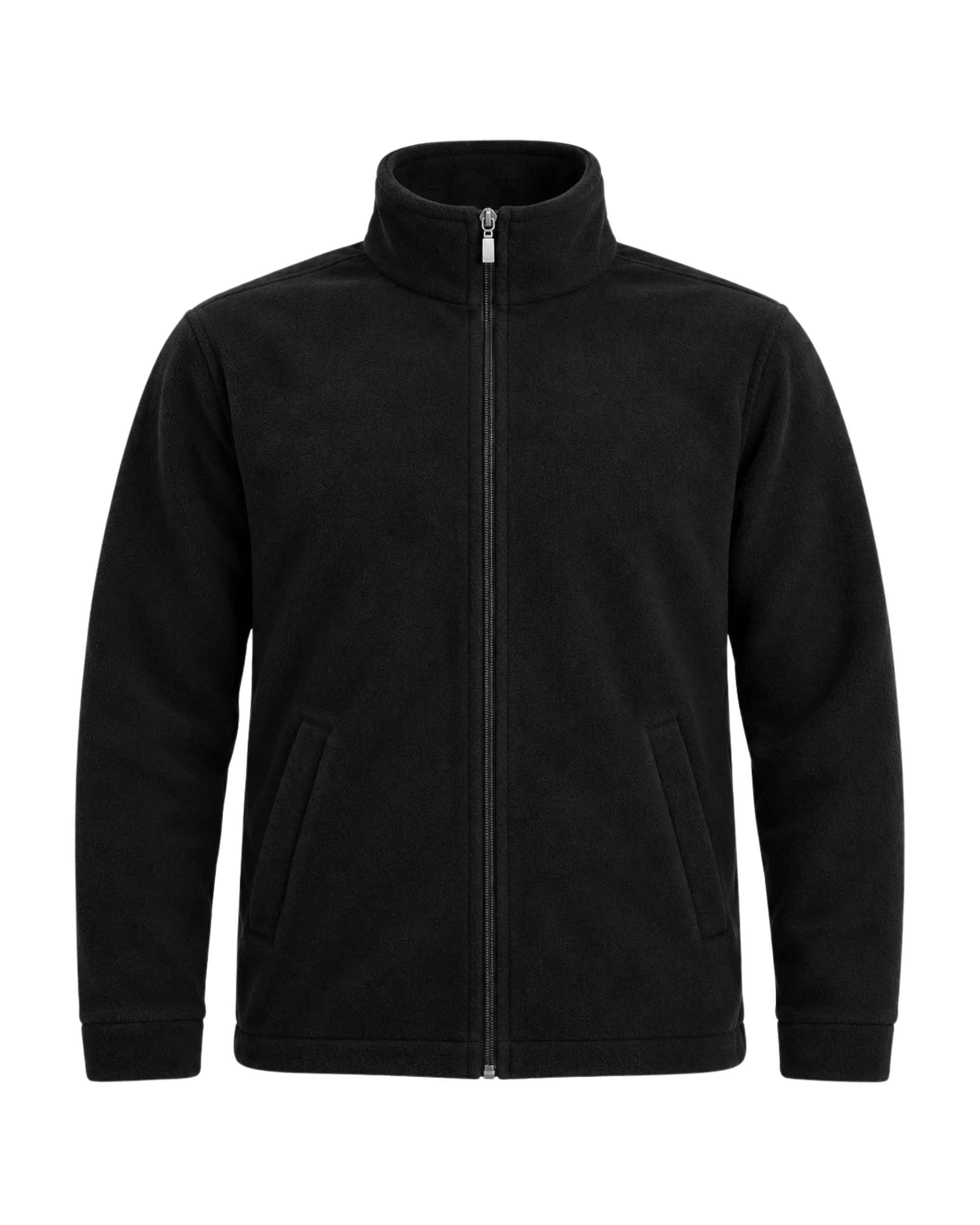 Siyah unisex iki cepli fermuarlı polar ceket