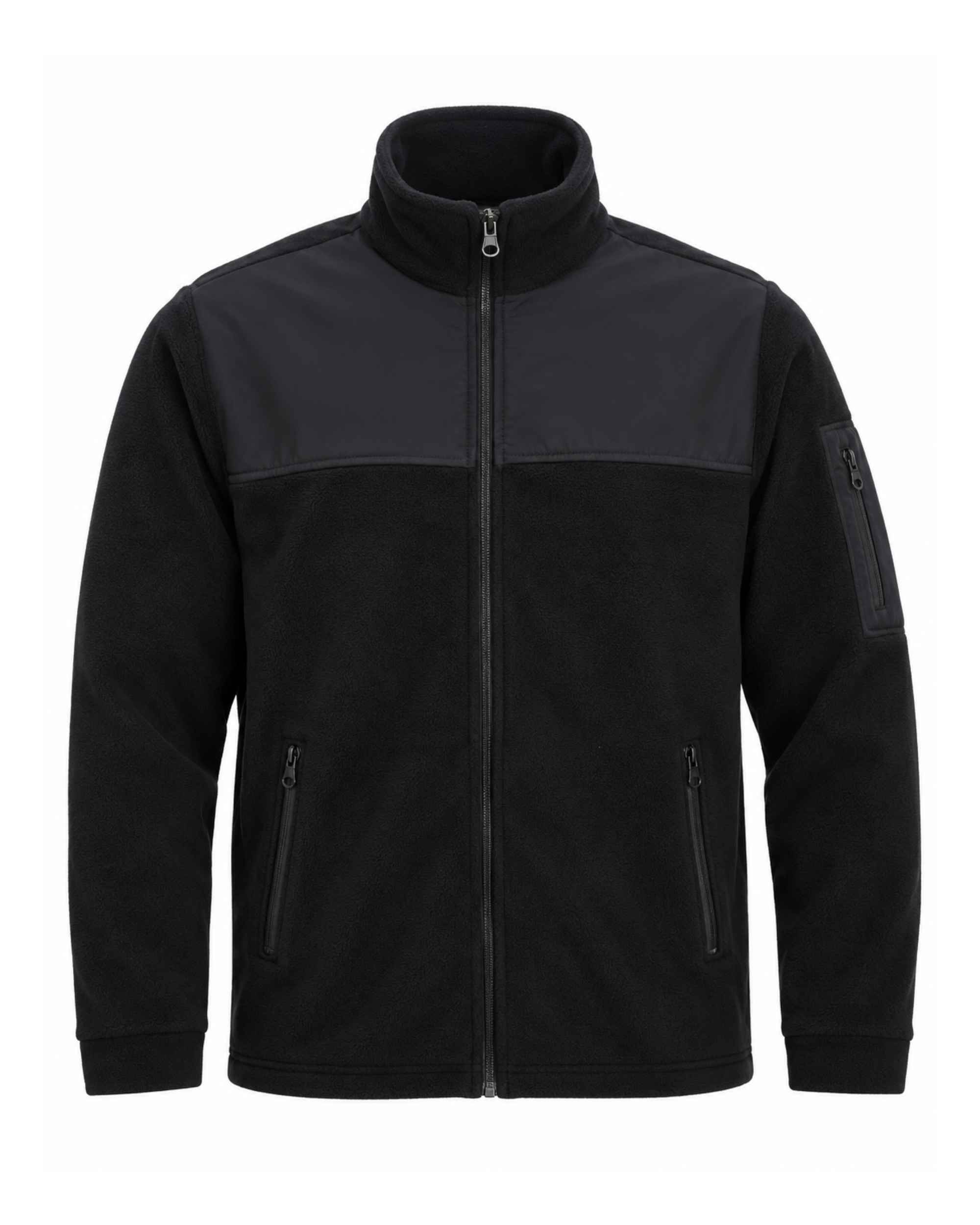Siyah üç cepli softshell detaylı polar ceket